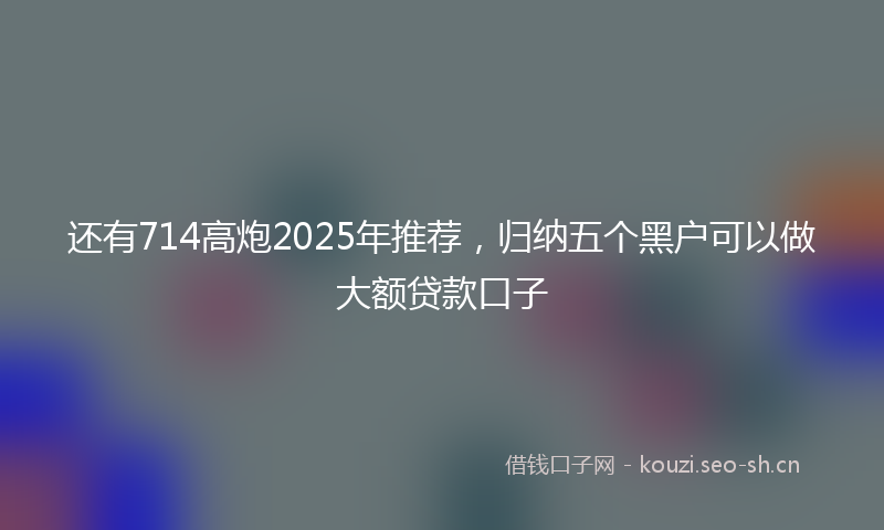 还有714高炮2025年推荐，归纳五个黑户可以做大额贷款口子