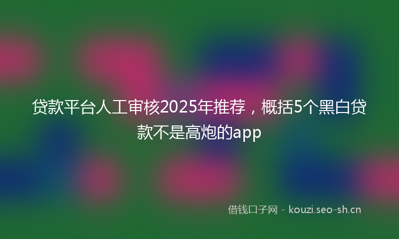 贷款平台人工审核2025年推荐，概括5个黑白贷款不是高炮的app