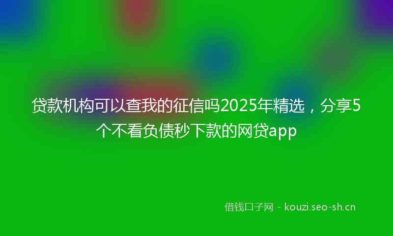 贷款机构可以查我的征信吗2025年精选，分享5个不看负债秒下款的网贷app