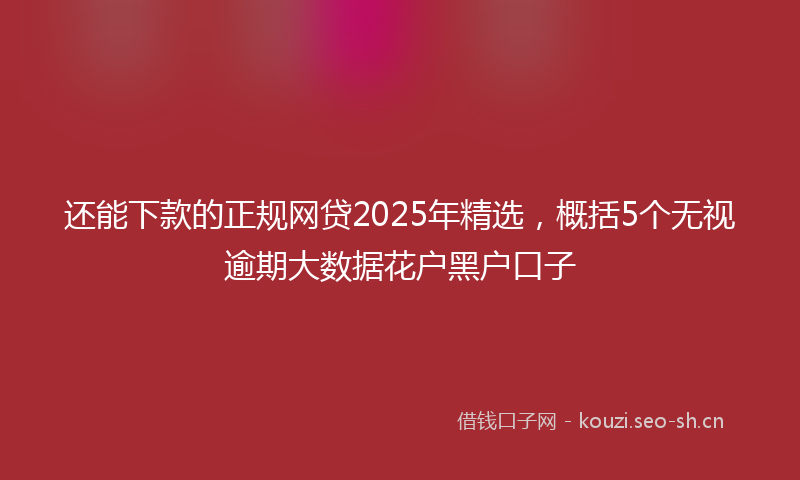 还能下款的正规网贷2025年精选，概括5个无视逾期大数据花户黑户口子