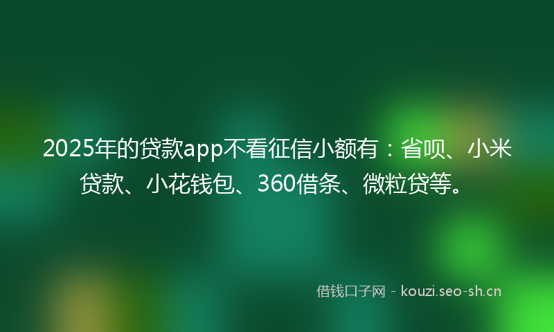 2025年的贷款app不看征信小额有：省呗、小米贷款、小花钱包、360借条、微粒贷等。