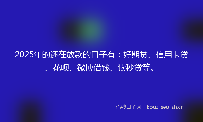 2025年的还在放款的口子有：好期贷、信用卡贷、花呗、微博借钱、读秒贷等。