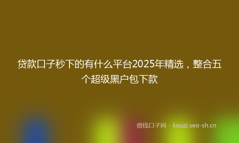 贷款口子秒下的有什么平台2025年精选，整合五个超级黑户包下款