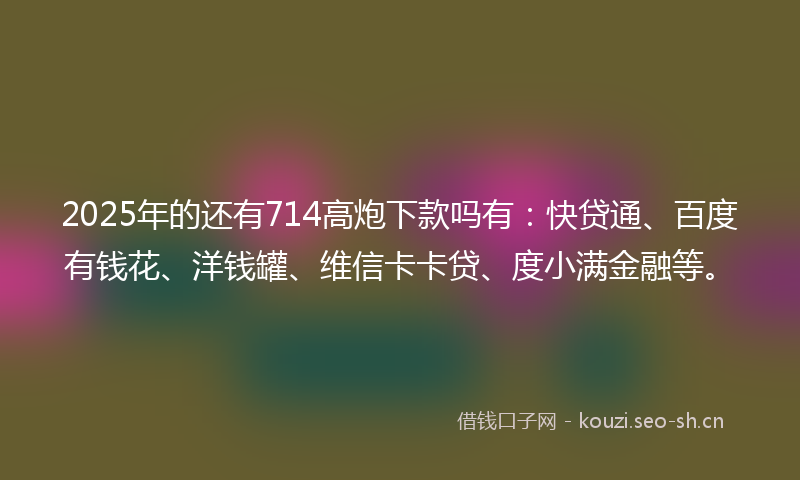2025年的还有714高炮下款吗有：快贷通、百度有钱花、洋钱罐、维信卡卡贷、度小满金融等。