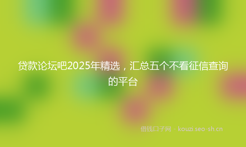 贷款论坛吧2025年精选，汇总五个不看征信查询的平台