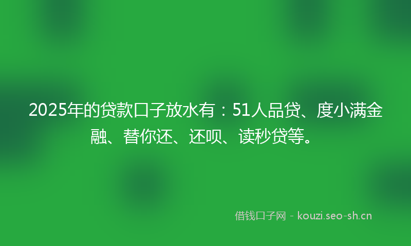 2025年的贷款口子放水有：51人品贷、度小满金融、替你还、还呗、读秒贷等。