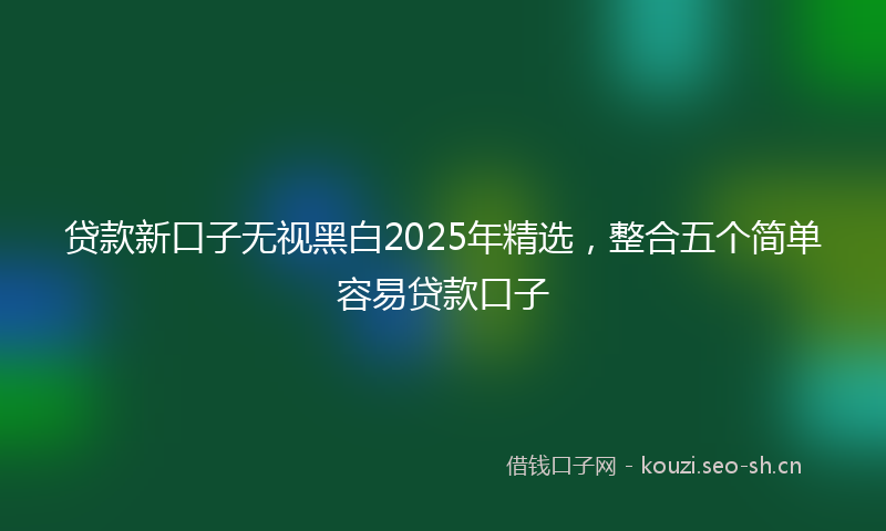 贷款新口子无视黑白2025年精选，整合五个简单容易贷款口子