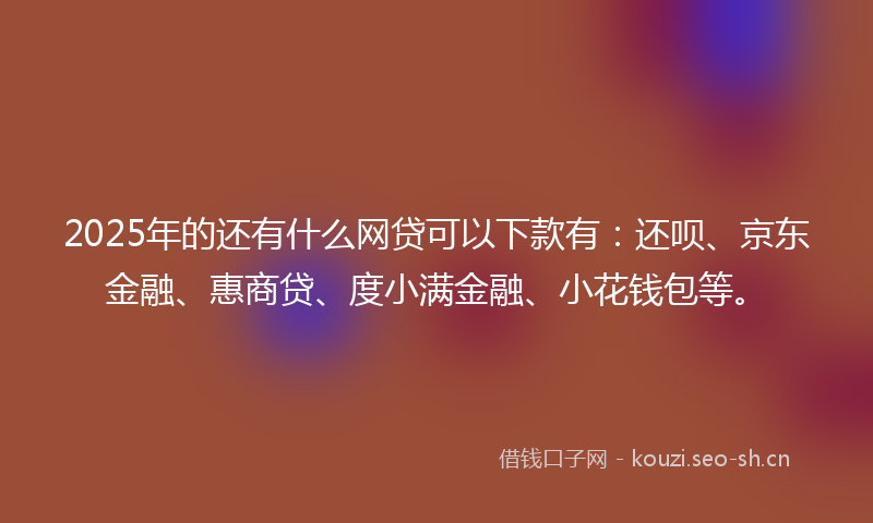 2025年的还有什么网贷可以下款有：还呗、京东金融、惠商贷、度小满金融、小花钱包等。