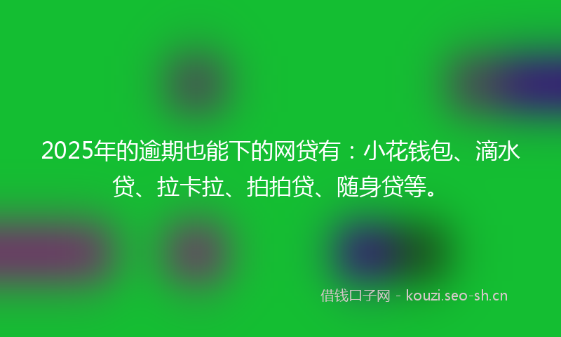 2025年的逾期也能下的网贷有：小花钱包、滴水贷、拉卡拉、拍拍贷、随身贷等。