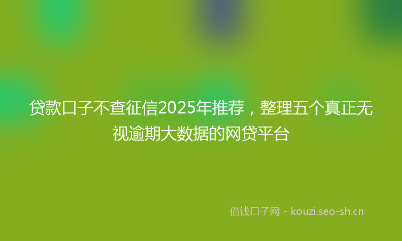 贷款口子不查征信2025年推荐，整理五个真正无视逾期大数据的网贷平台