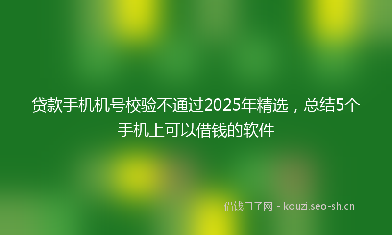 贷款手机机号校验不通过2025年精选，总结5个手机上可以借钱的软件