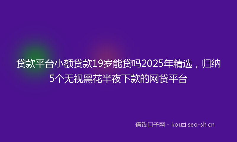 贷款平台小额贷款19岁能贷吗2025年精选，归纳5个无视黑花半夜下款的网贷平台