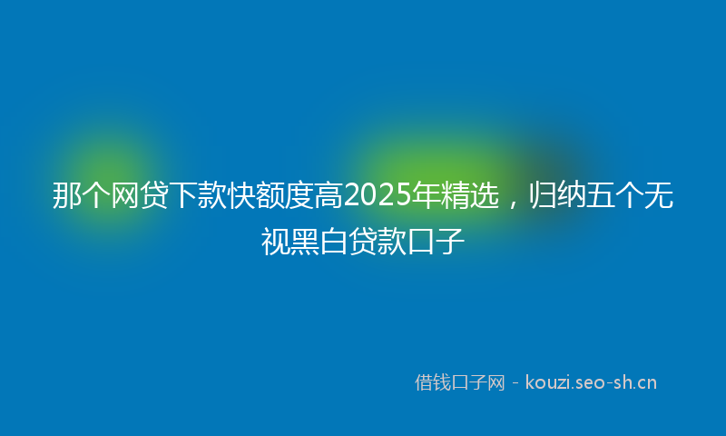 那个网贷下款快额度高2025年精选，归纳五个无视黑白贷款口子
