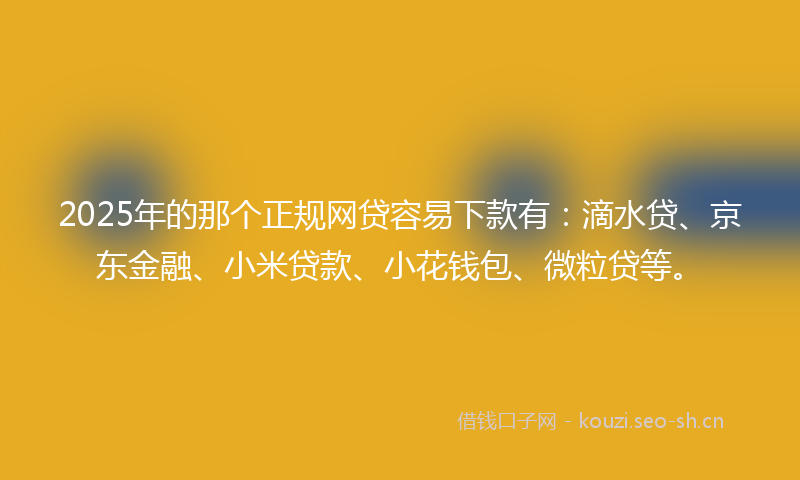2025年的那个正规网贷容易下款有：滴水贷、京东金融、小米贷款、小花钱包、微粒贷等。