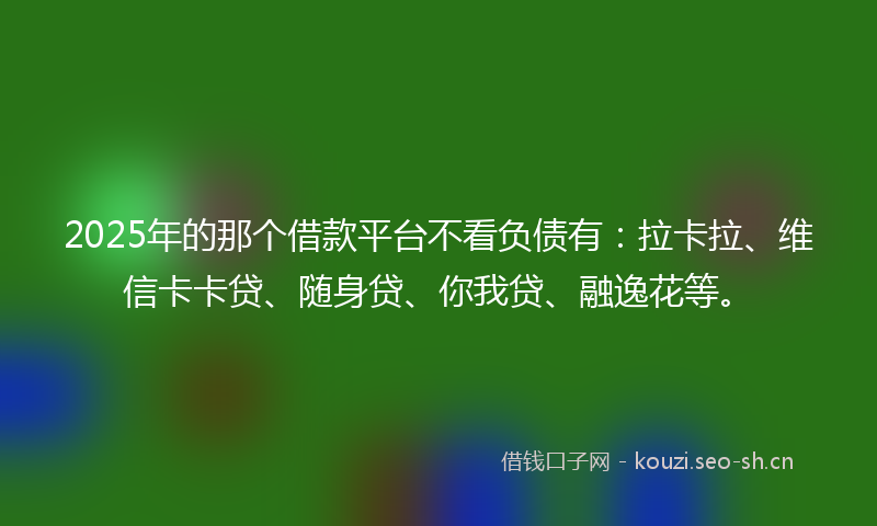 2025年的那个借款平台不看负债有：拉卡拉、维信卡卡贷、随身贷、你我贷、融逸花等。