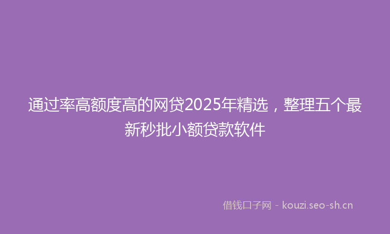 通过率高额度高的网贷2025年精选，整理五个最新秒批小额贷款软件