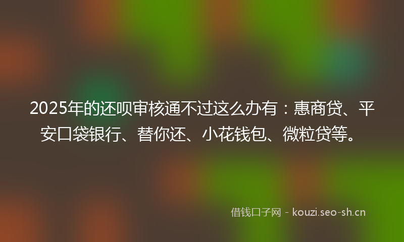 2025年的还呗审核通不过这么办有：惠商贷、平安口袋银行、替你还、小花钱包、微粒贷等。