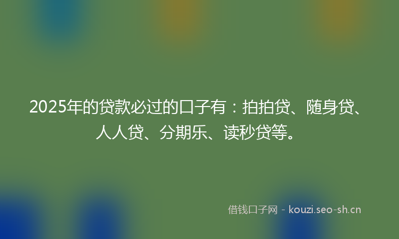 2025年的贷款必过的口子有：拍拍贷、随身贷、人人贷、分期乐、读秒贷等。