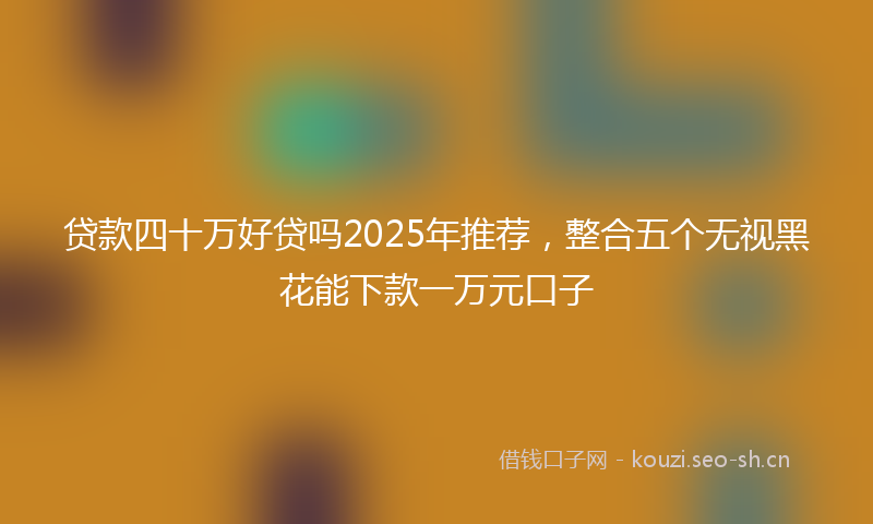 贷款四十万好贷吗2025年推荐，整合五个无视黑花能下款一万元口子