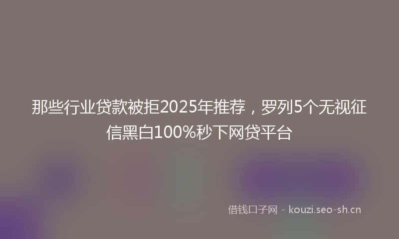 那些行业贷款被拒2025年推荐,罗列5个无视征信黑白100%秒下网贷平台