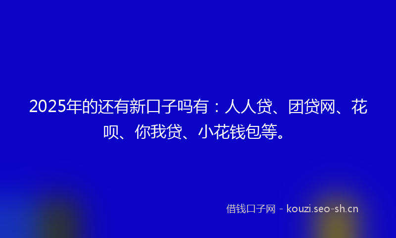 2025年的还有新口子吗有：人人贷、团贷网、花呗、你我贷、小花钱包等。