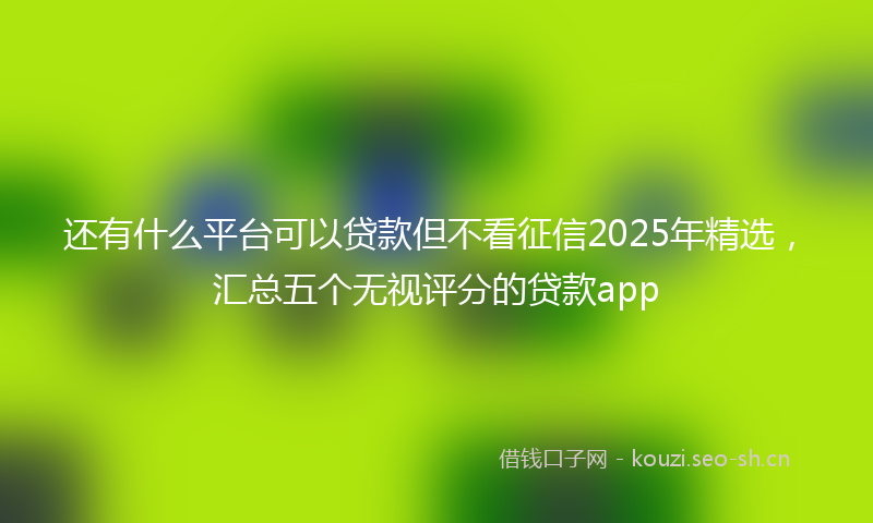 还有什么平台可以贷款但不看征信2025年精选，汇总五个无视评分的贷款app