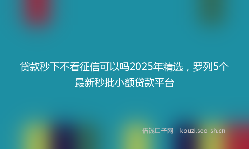贷款秒下不看征信可以吗2025年精选，罗列5个最新秒批小额贷款平台