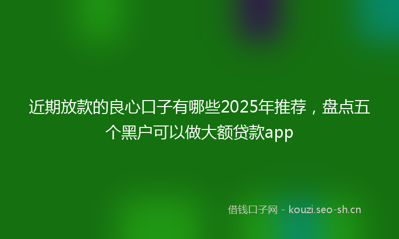 近期放款的良心口子有哪些2025年推荐,盘点五个黑户可以做大额贷款app