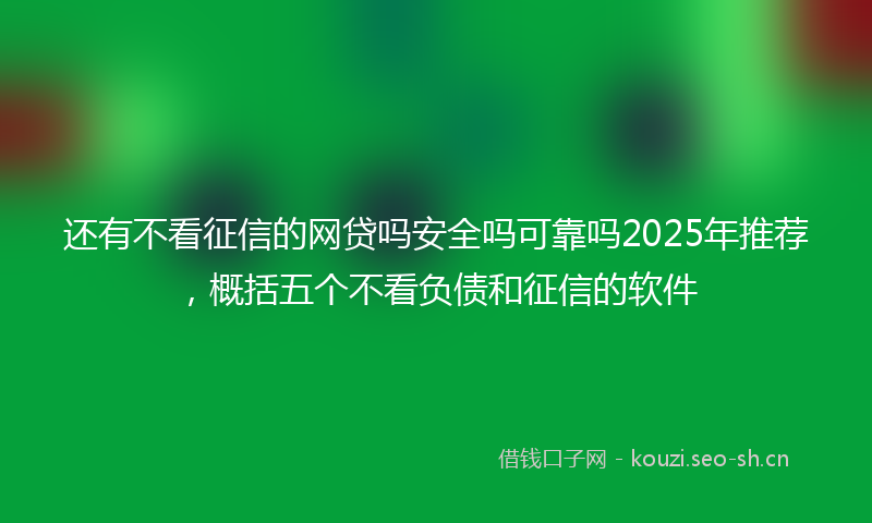 还有不看征信的网贷吗安全吗可靠吗2025年推荐，概括五个不看负债和征信的软件