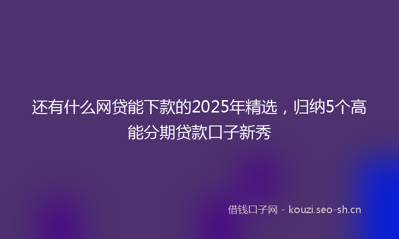 还有什么网贷能下款的2025年精选，归纳5个高能分期贷款口子新秀