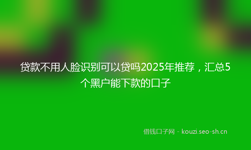 贷款不用人脸识别可以贷吗2025年推荐，汇总5个黑户能下款的口子