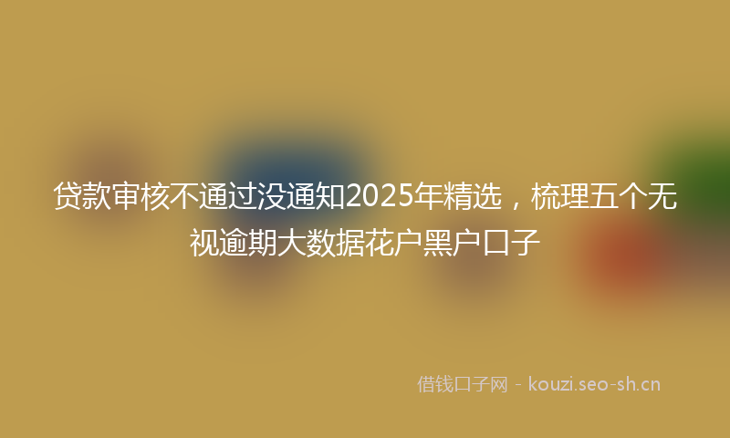 贷款审核不通过没通知2025年精选，梳理五个无视逾期大数据花户黑户口子