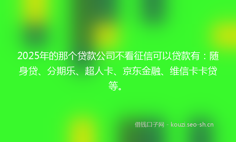 2025年的那个贷款公司不看征信可以贷款有：随身贷、分期乐、超人卡、京东金融、维信卡卡贷等。