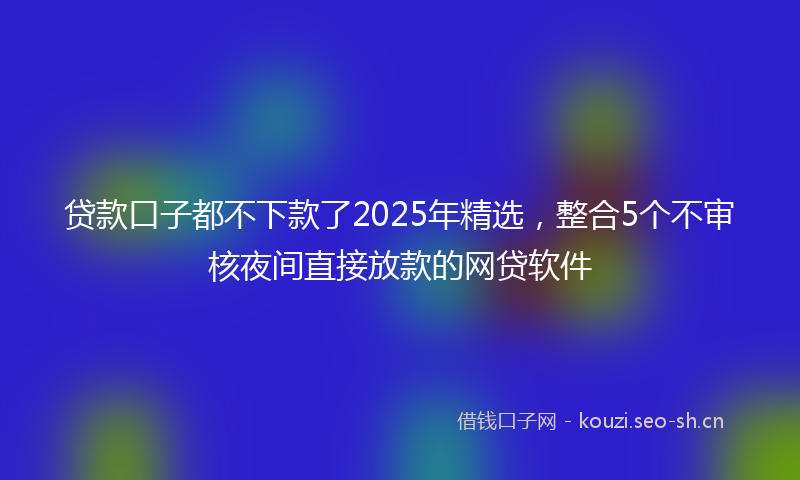 贷款口子都不下款了2025年精选，整合5个不审核夜间直接放款的网贷软件