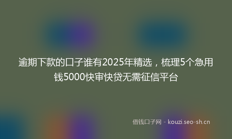 逾期下款的口子谁有2025年精选，梳理5个急用钱5000快审快贷无需征信平台