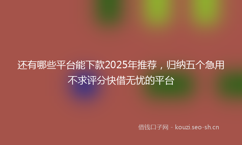 还有哪些平台能下款2025年推荐，归纳五个急用不求评分快借无忧的平台