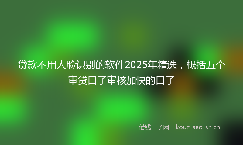 贷款不用人脸识别的软件2025年精选，概括五个审贷口子审核加快的口子