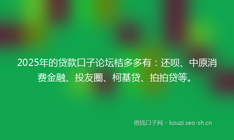 2025年的贷款口子论坛桔多多有：还呗、中原消费金融、投友圈、柯基贷、拍拍贷等。