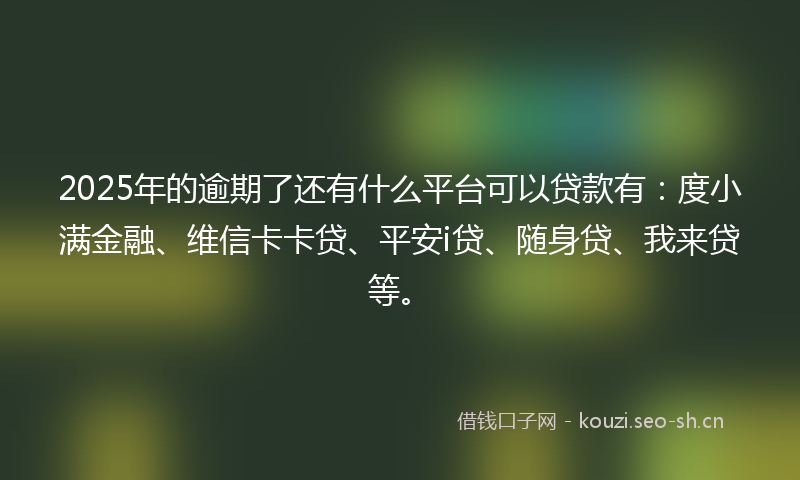 2025年的逾期了还有什么平台可以贷款有：度小满金融、维信卡卡贷、平安i贷、随身贷、我来贷等。