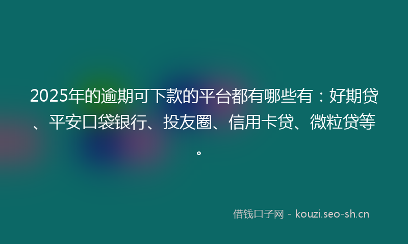 2025年的逾期可下款的平台都有哪些有：好期贷、平安口袋银行、投友圈、信用卡贷、微粒贷等。