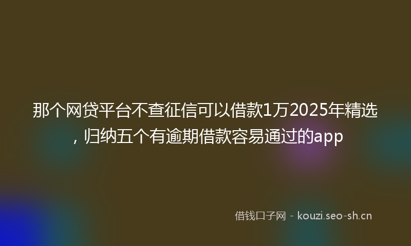 那个网贷平台不查征信可以借款1万2025年精选，归纳五个有逾期借款容易通过的app