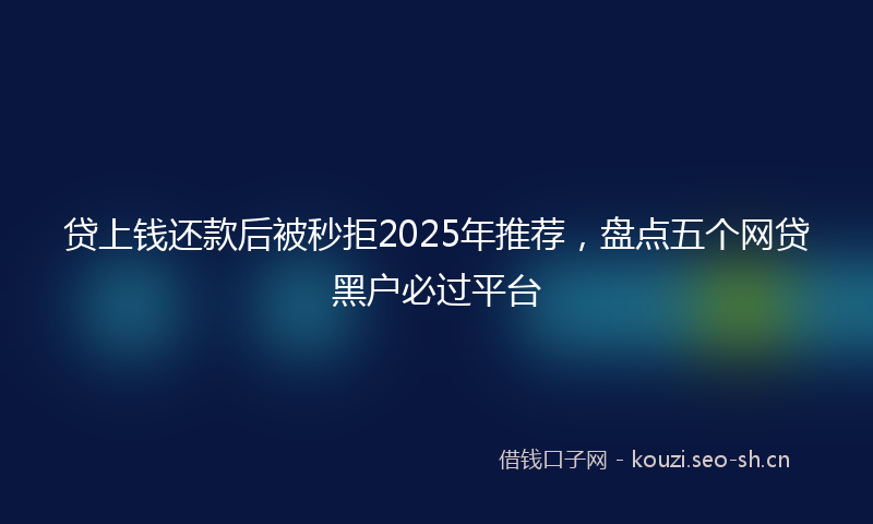 贷上钱还款后被秒拒2025年推荐，盘点五个网贷黑户必过平台
