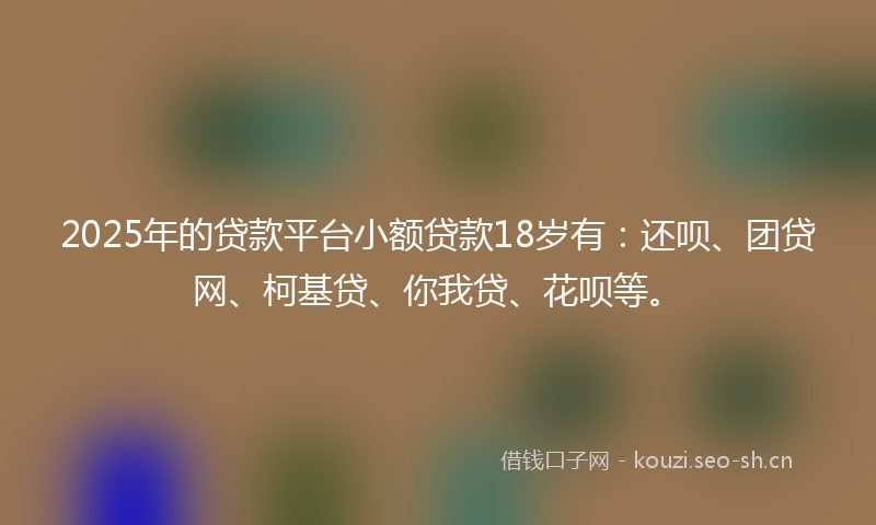 2025年的贷款平台小额贷款18岁有：还呗、团贷网、柯基贷、你我贷、花呗等。