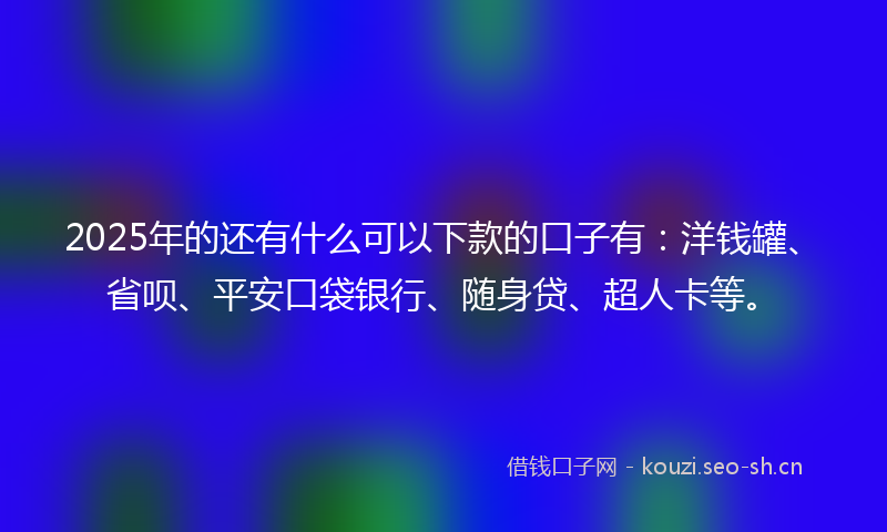 2025年的还有什么可以下款的口子有：洋钱罐、省呗、平安口袋银行、随身贷、超人卡等。
