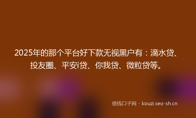 2025年的那个平台好下款无视黑户有：滴水贷、投友圈、平安i贷、你我贷、微粒贷等。