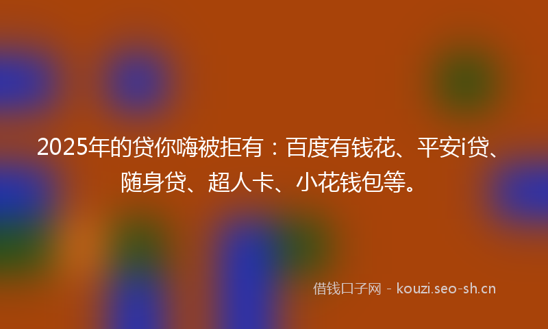 2025年的贷你嗨被拒有：百度有钱花、平安i贷、随身贷、超人卡、小花钱包等。