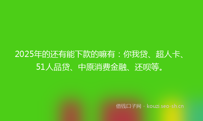 2025年的还有能下款的嘛有：你我贷、超人卡、51人品贷、中原消费金融、还呗等。