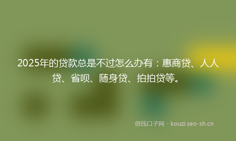 2025年的贷款总是不过怎么办有：惠商贷、人人贷、省呗、随身贷、拍拍贷等。