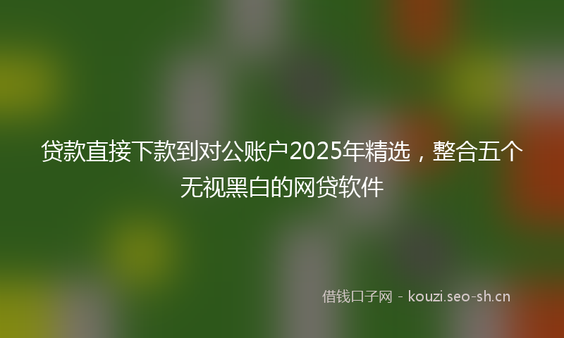 贷款直接下款到对公账户2025年精选，整合五个无视黑白的网贷软件