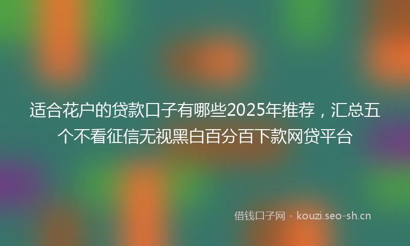 适合花户的贷款口子有哪些2025年推荐,汇总五个不看征信无视黑白百分百下款网贷平台